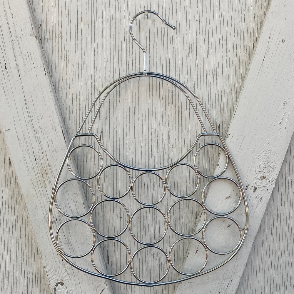 Metal Scarf and Accessory Hanger - Silver Circular Slots